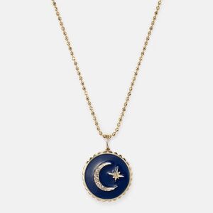 Sydney Evan 14K Gold Diamond Celestial Blue Enamel Moon Star Charm Pendant